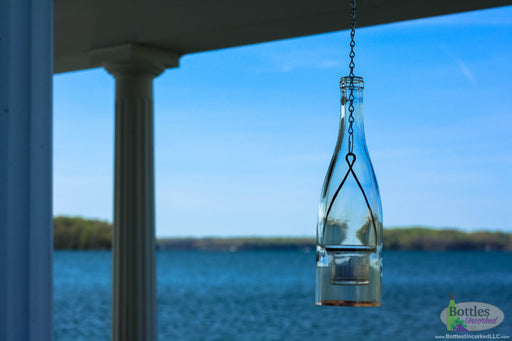 Single Hanging Wine Bottle Lantern - Blue Ridge Mountain Gifts
