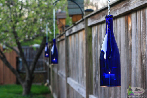 Set of Four Hanging Wine Bottle Lanterns - Blue Ridge Mountain Gifts