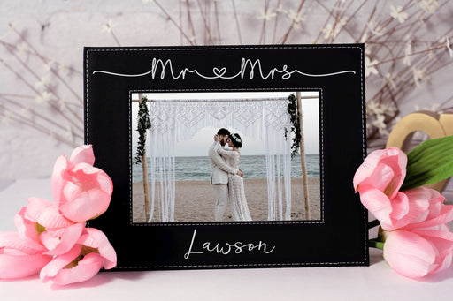 Mr & Mrs Shoestring Love | Leatherette Picture Frame
