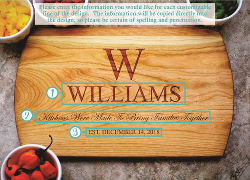 Family Kitchen | Personalized Laser Engraved Cutting Board