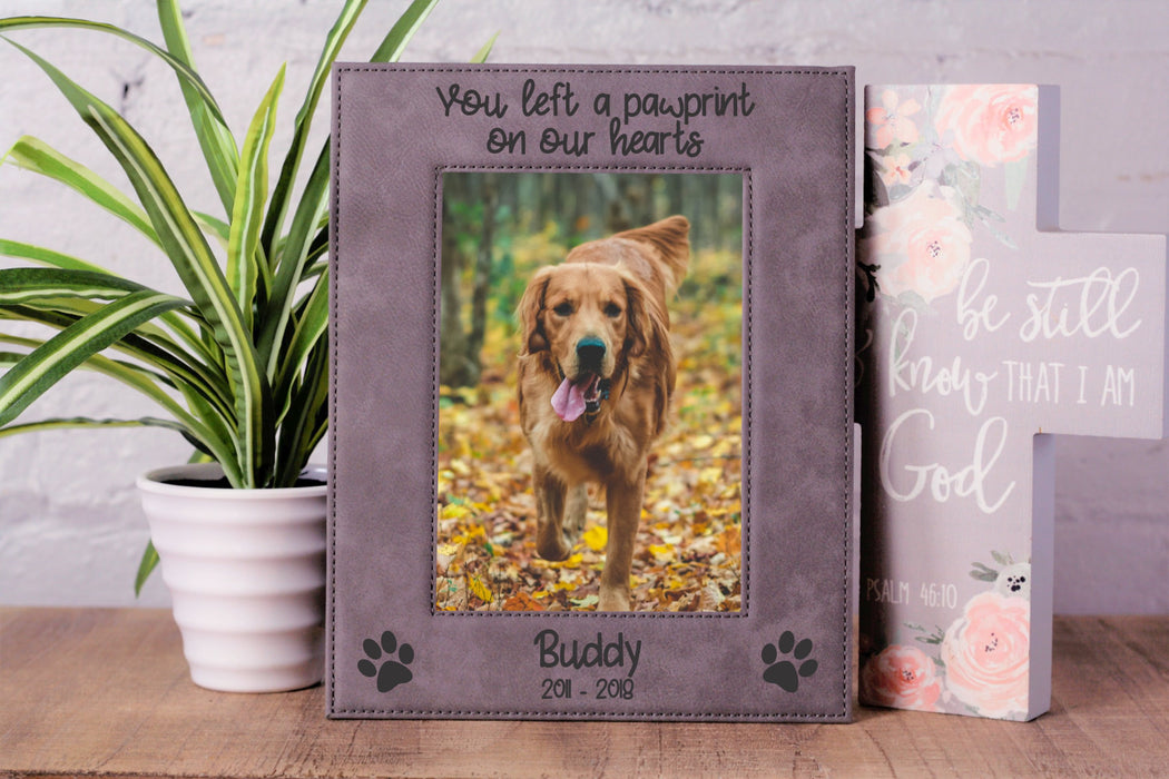 Pawprint on Our Hearts | Leatherette Picture Frame