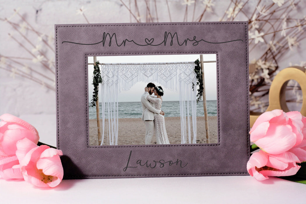 Mr & Mrs Shoestring Love | Leatherette Picture Frame