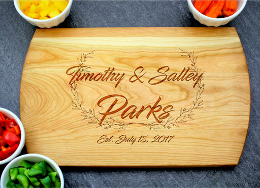 Laurel Wreath | Personalized Laser Engraved Cutting Board