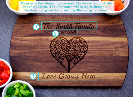 Love Grows Here | Personalized Laser Engraved Cutting Board