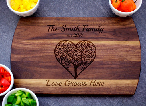 Love Grows Here | Personalized Laser Engraved Cutting Board