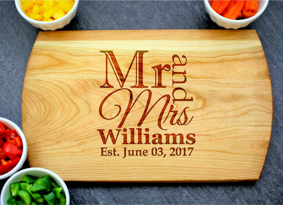Mr and Mrs | Personalized Laser Engraved Cutting Board