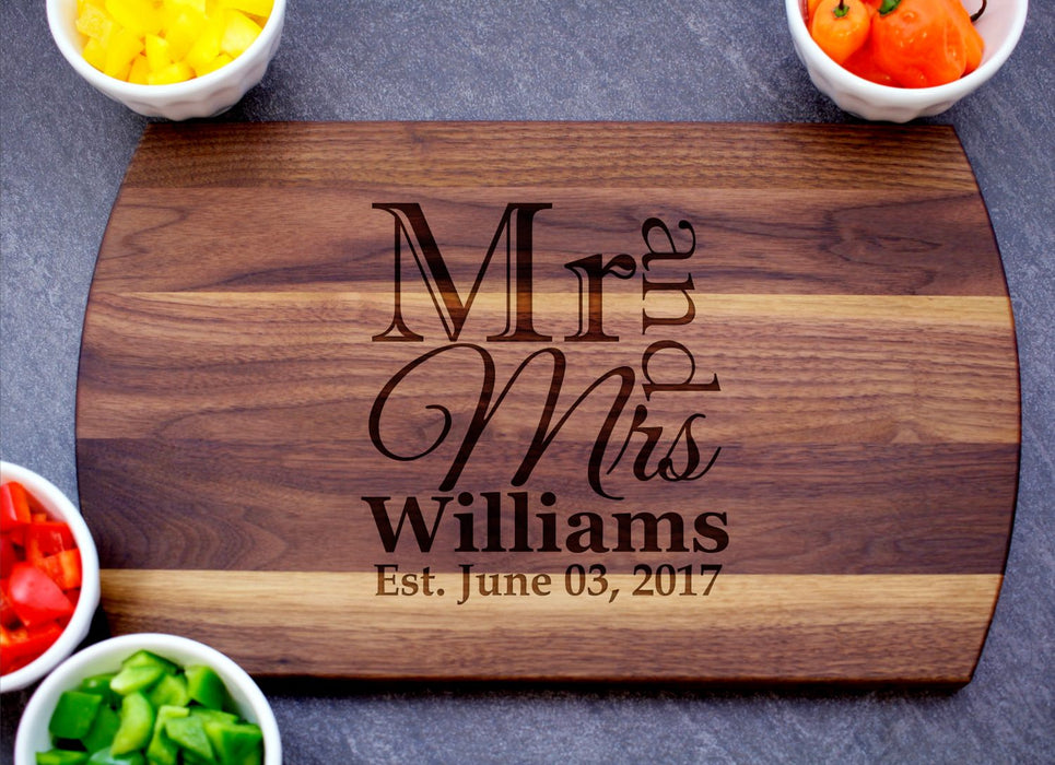 Mr and Mrs | Personalized Laser Engraved Cutting Board