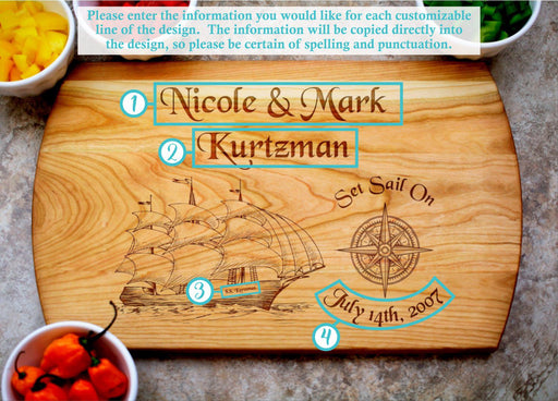 Set Sail | Personalized Laser Engraved Cutting Board
