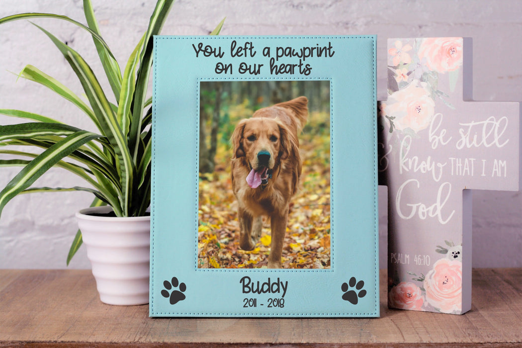 Pawprint on Our Hearts | Leatherette Picture Frame