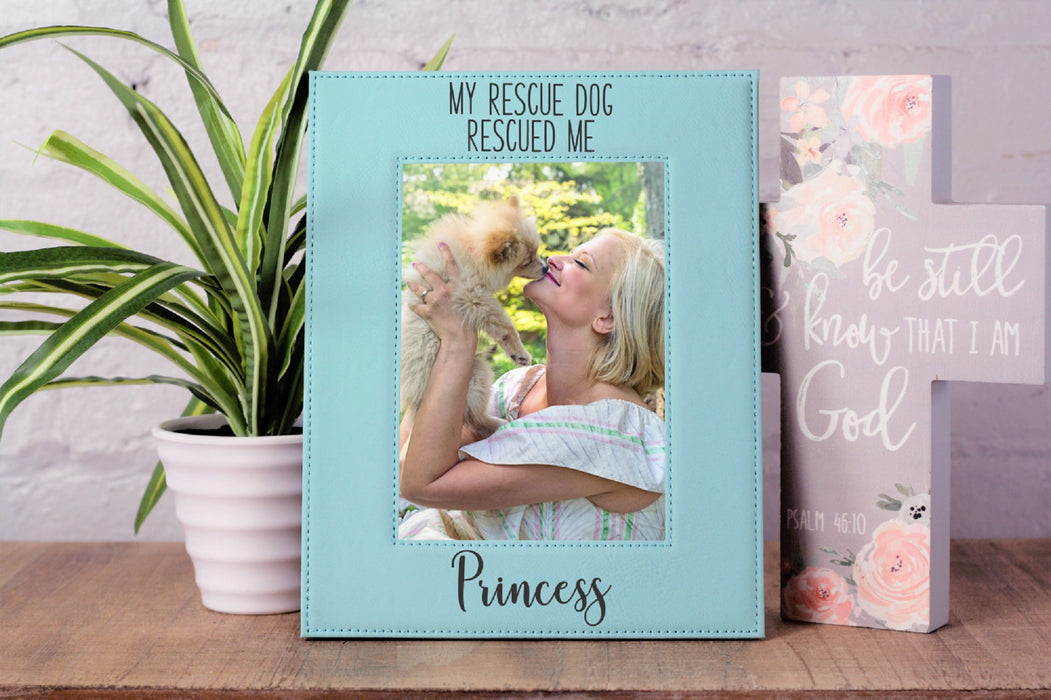 Rescued Me | Leatherette Picture Frame