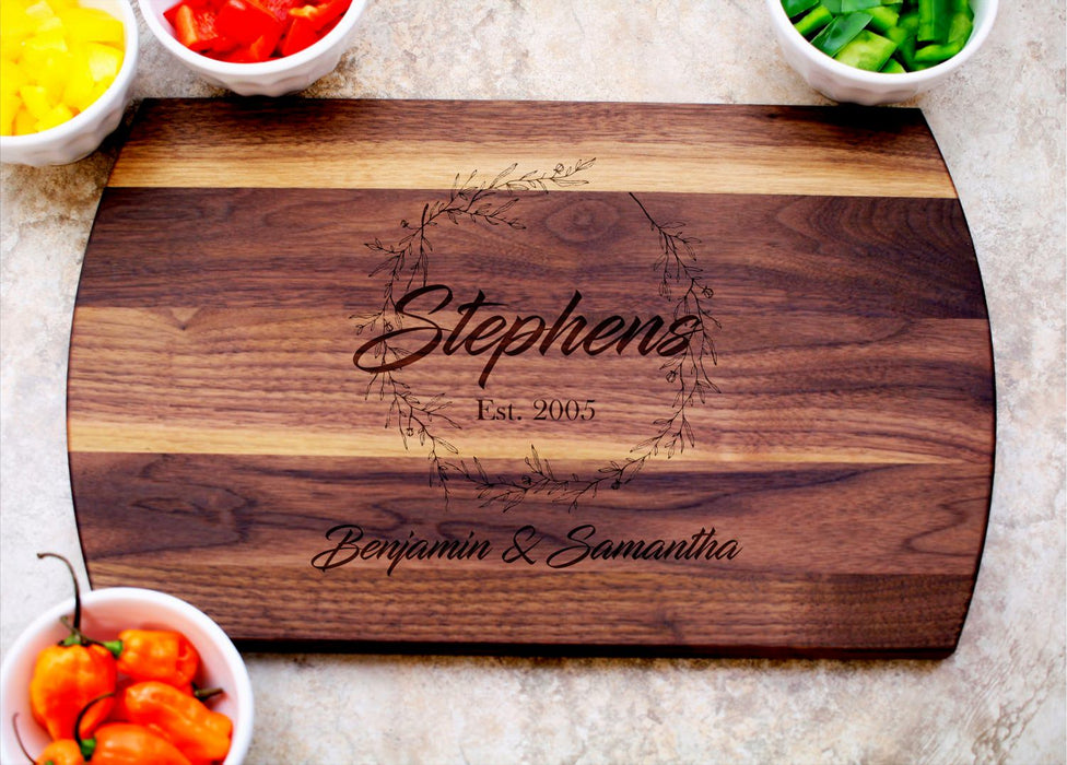 Wreath | Personalized Laser Engraved Cutting Board